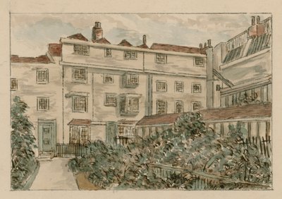 13-15 Nevilles Court, Fetter Lane, Holborn, z náčrtu v roce 1900 (wc na papíře) od English School