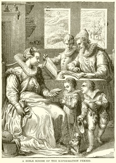 Biblický písař z období reformace od English School