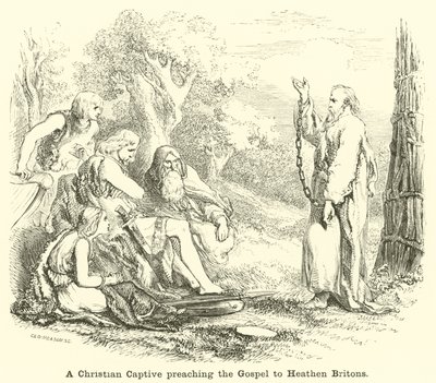 Křesťanský zajatec hlásající evangelium pohanským Britům od English School