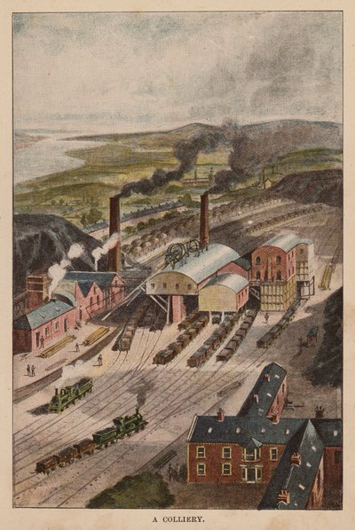 Colliery (barevná litografie) od English School