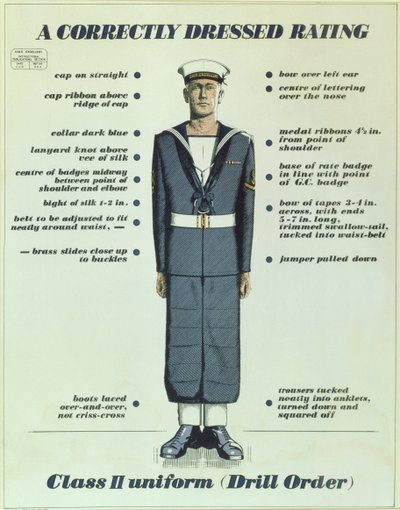 A Correctly Dressed Rating, uniform Class II (Drill Order), 1957 od English School