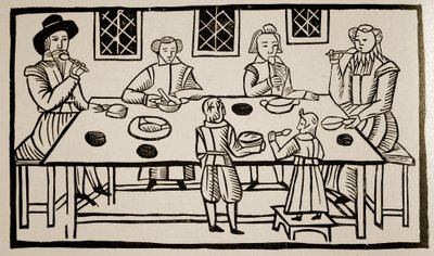 A Family Meal, cca 1600 (sépiová fotografie) od English School