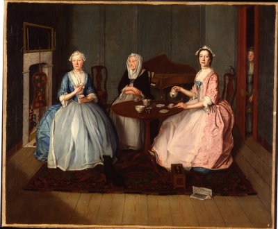 Rodina v interiéru při čaji, c.1740 od English School