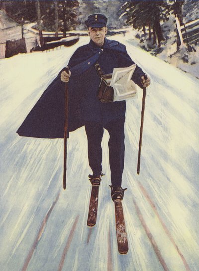Německý pošťák na lyžích (barva litho) od English School