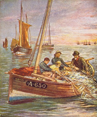Dobrý úlovek (barevná litografie) od English School