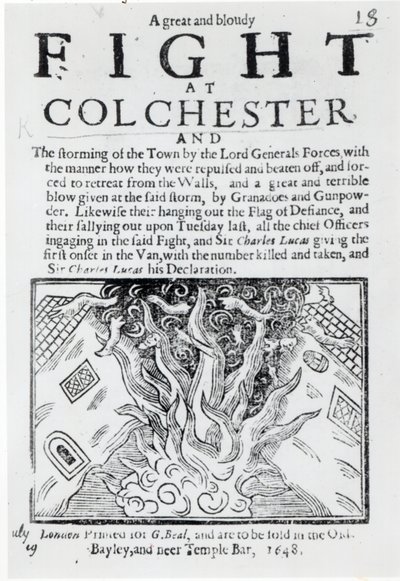 Velký a mračný boj v Colchesteru, vytištěno v roce 1648. od English School