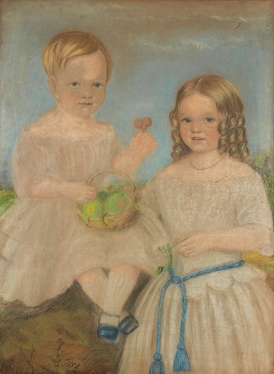 Skupinový portrét bratra a sestry (pastel) od English School