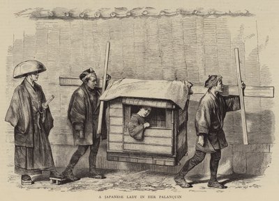 Japonská dáma ve svém Palanquin (rytina) od English School
