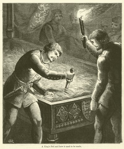 Královská postel a její výroba (rytina) od English School