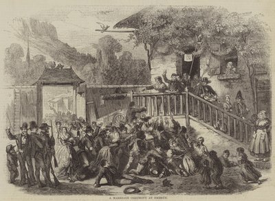 Svatební obřad v Embrunu (rytina) od English School