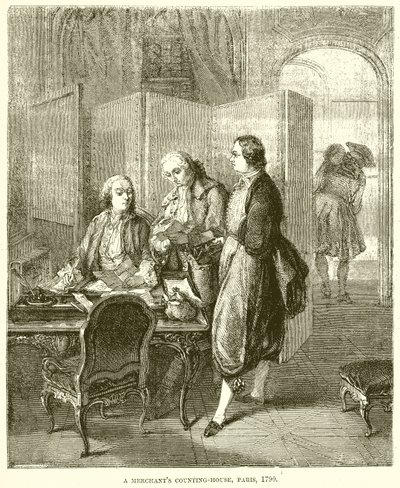 A Merchants Counting-House, Paříž, 1790 od English School