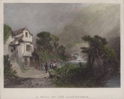 Mlýn na Llanberris (barevná rytina) od English School