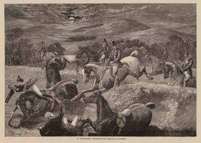 Měsíční steeplechase (rytina) od English School