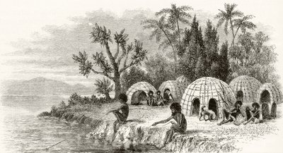 A Native Encampment v Queenslandu, kolem roku 1880, z 