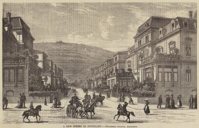 Nová ulice ve Stuttgartu (rytina) od English School