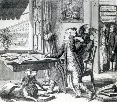 A Noble Poet - Scratching up his Ideas, vydal J. Johnston, 1823 od English School