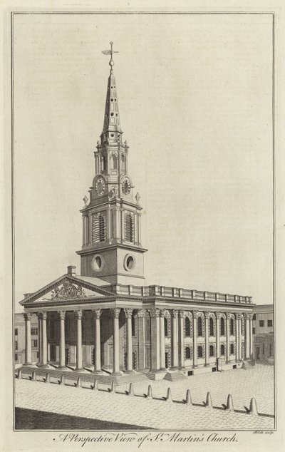 Perspektivní pohled na St Martins Church, Londýn od English School
