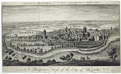 Perspektivní pohled na město Bath, vyryto pro Universal Magazine, c.1750 od English School