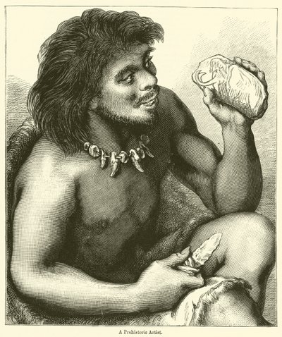 Prehistorický umělec (rytina) od English School