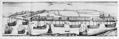 Prospect of Chatham Dock z Finsbery Windmill (rytina) od English School