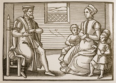 Puritan Family, z Tenor of the Whole Psalms in Four Parts, 1563 (sépiová fotografie) od English School