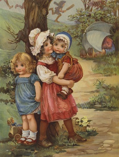 Přeháňkový den (barevná litografie) od English School
