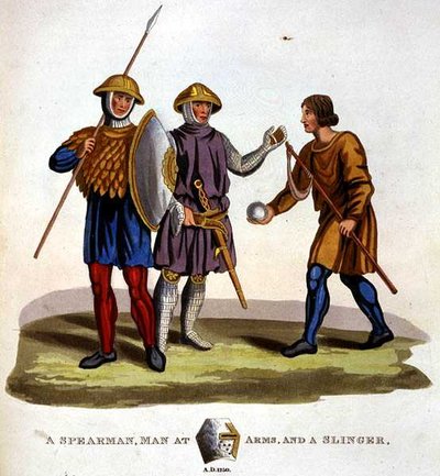 Oštěpař, zbrojíř a prakovník od English School