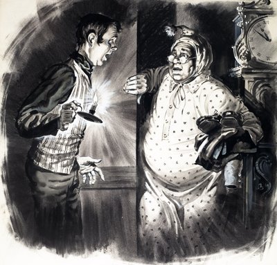 Cizinec v ložnici, z knihy "The Pickwick Papers od English School