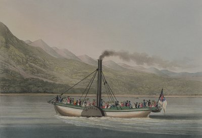 A Trip up Loch Lomond, vyryto G. Huntem, kolem 30. let 19. století (barevná rytina) od English School