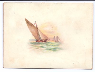 Viktoriánské novoroční přání s jachtami plujícími v měsíčním světle, c.1895 od English School