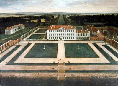 Pohled na Capesthorne Hall, Cheshire, cca 1730 (olej na plátně) od English School