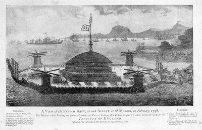 Pohled na francouzský vor v St. Malo, únor 1798 (akvatinta) od English School