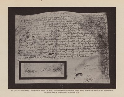 Certifikát "krevních peněz" Jiřího I." (litografie) od English School