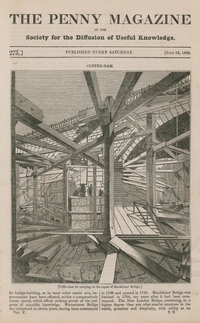 Kazetová přehrada pro pokračování opravy Blackfriars Bridge od English School