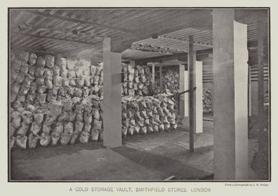 Chladírenský trezor, Smithfield Stores, Londýn (čb fotografie) od English School