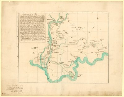 Kopie plánu projektovaného v roce 1721 na přivedení nové řeky z Uxbridge, opraveno 6. února 1766 od English School