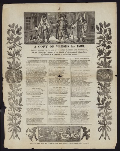 Kopie veršů pro rok 1833 od English School