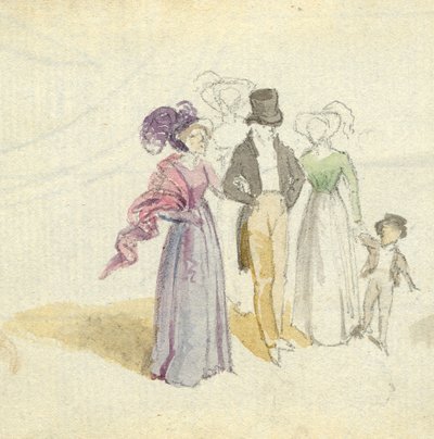 Rodinná procházka, asi 1825 (čb na papíře) od English School