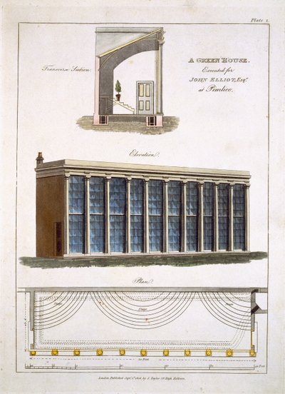 Skleník pro Johna Elliotta v Pimlico, Londýn, 1806 od English School