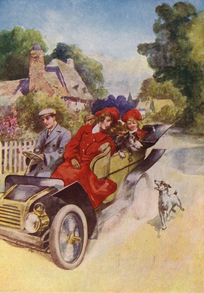 Veselá motorová jízda (barevná litografie) od English School