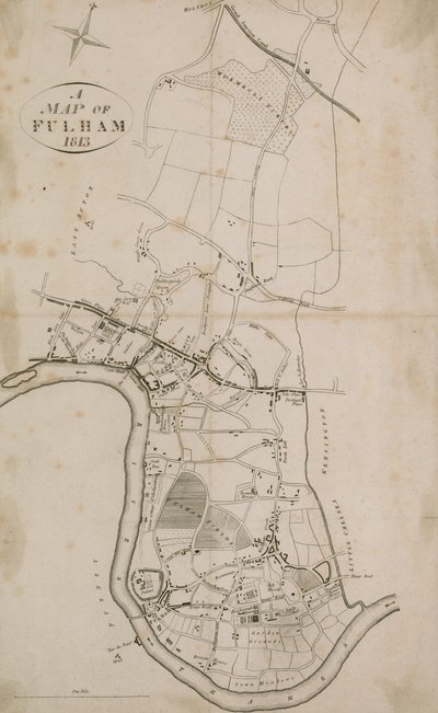 Mapa Fulhamu, Londýn, 1813 od English School
