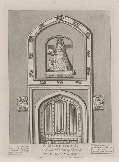 Pomník se starou sakristií v St Mary le Savoy od English School