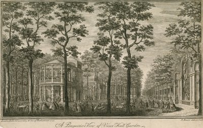 Perspektivní pohled na Vauxhall Gardens, Londýn od English School