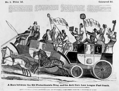 Závod mezi Old Protectionist Drag a Anti Corn Law League Fast Coach od English School