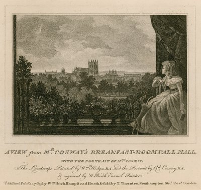 Pohled ze snídaňové místnosti pana Coswaye, Pall Mall, s portrétem paní Coswayové od English School