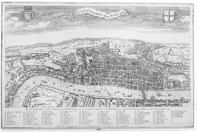 Pohled na Londýn kolem roku 1560 (rytina) od English School