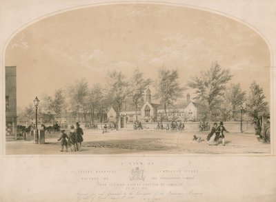 Pohled na St Peters Hospital, Newington Street, Southwark od English School