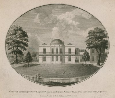 Pohled na Rangers velmi elegantní, příjemný a velmi obdivovaný Lodge v Green Park, St Jamess od English School