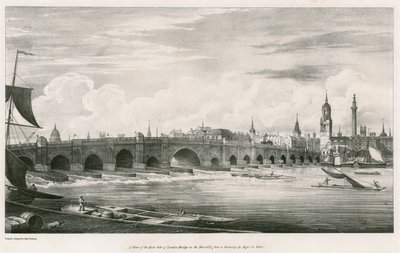 Pohled na východní stranu London Bridge v roce 1827 od English School
