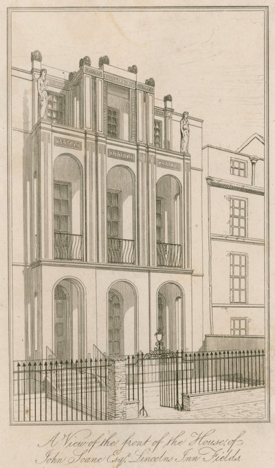 Pohled na průčelí domu Johna Soana Esq, Lincolns Inn Fields, Londýn od English School